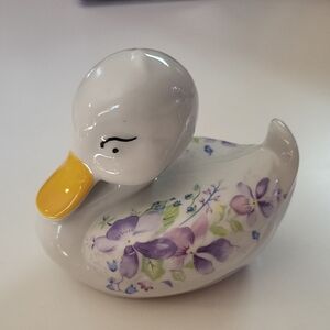Floral Ceramic Duck Cotton Keeper